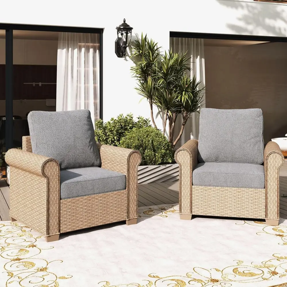 Patio urniture Set 2 pcs, Wicker Rattan Outdoor Soa urniture with 5.5” Thick Cushions, 2 Chairs Outdoor Contion Set or Garden Ba
Patio urniture Set 2 pcs, Wicker Rattan Outdoor Soa urniture with 5.5” Thick Cushions, 2 Chairs Outdoor Contion Set or Garden Ba