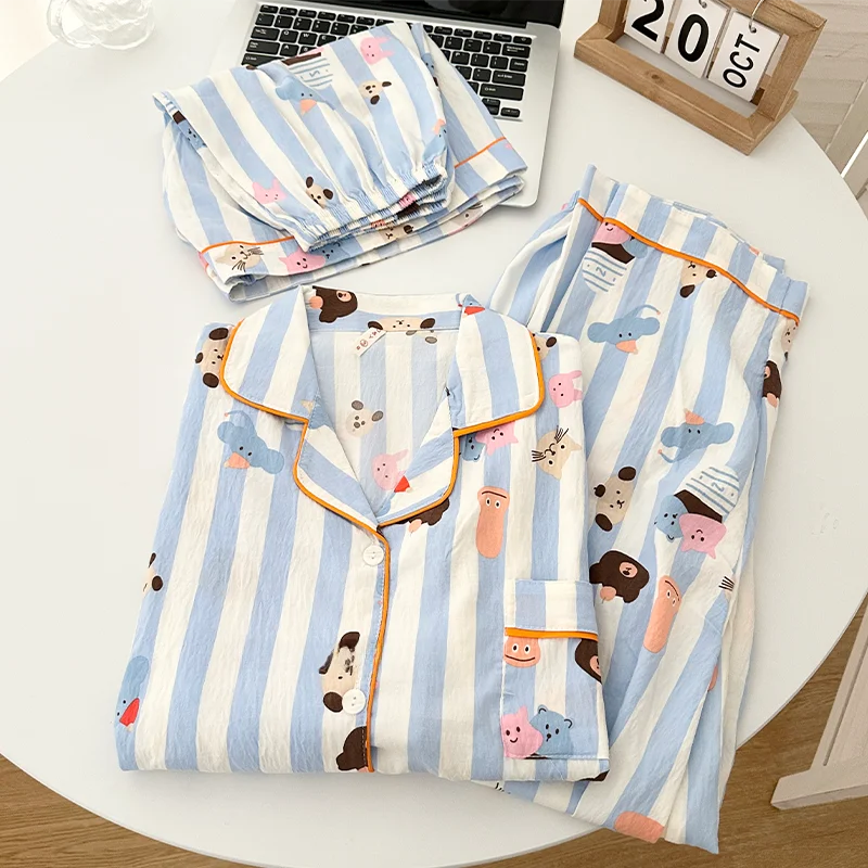 Summer Cartoon Print Spwear Women's Loose ort Sve Home Clothes Tee-piece Set Comfortable Pure Cotton Casual Sle
Summer Cartoon Print Spwear Women's Loose ort Sve Home Clothes Tee-piece Set Comfortable Pure Cotton Casual Sle
