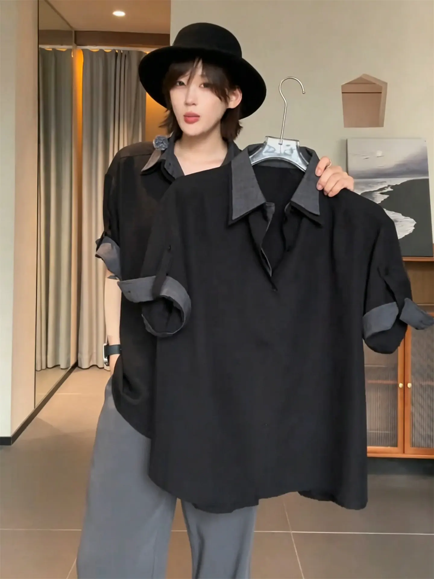 Men's Short Sleeve Shirt Double Layer Collar Patchwork Half Sleeve High End Feel Standard Fit Breathable Summer Fashion Shirt
Men's Short Sleeve Shirt Double Layer Collar Patchwork Half Sleeve High End Feel Standard Fit Breathable Summer Fashion Shirt