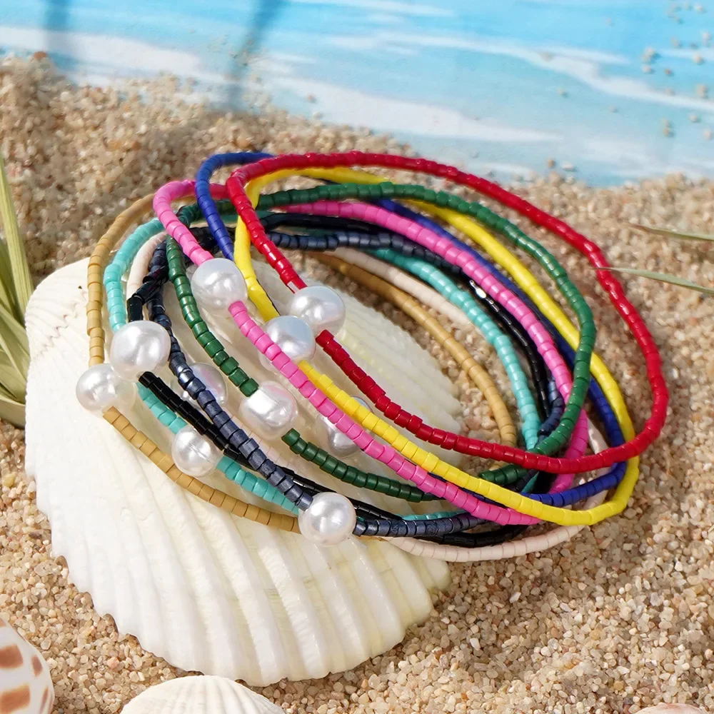 Beaded bracelet Chroma Pearl Bohemia Elastic force Hand knitting Female Tide Simple Rice bead bracelet set
Beaded bracelet Chroma Pearl Bohemia Elastic force Hand knitting Female Tide Simple Rice bead bracelet set