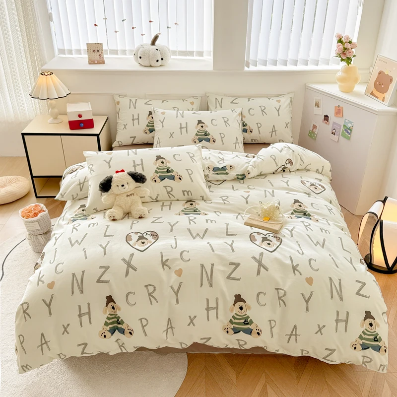 Cute Bear Letter Pattern Duvet Cover Set Cartoon Style Zipper Quilt Cover Skin-friendly Soft Queen Bedding Set for Boys Girls
Cute Bear Letter Pattern Duvet Cover Set Cartoon Style Zipper Quilt Cover Skin-friendly Soft Queen Bedding Set for Boys Girls