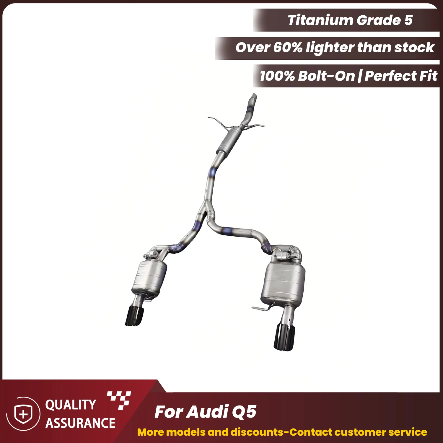 Sporty Exhaust Sound ECCF Titanium Valved Catback Exhaust For Audi Q5 Performance Upgrade Easy Installation
Sporty Exhaust Sound ECCF Titanium Valved Catback Exhaust For Audi Q5 Performance Upgrade Easy Installation