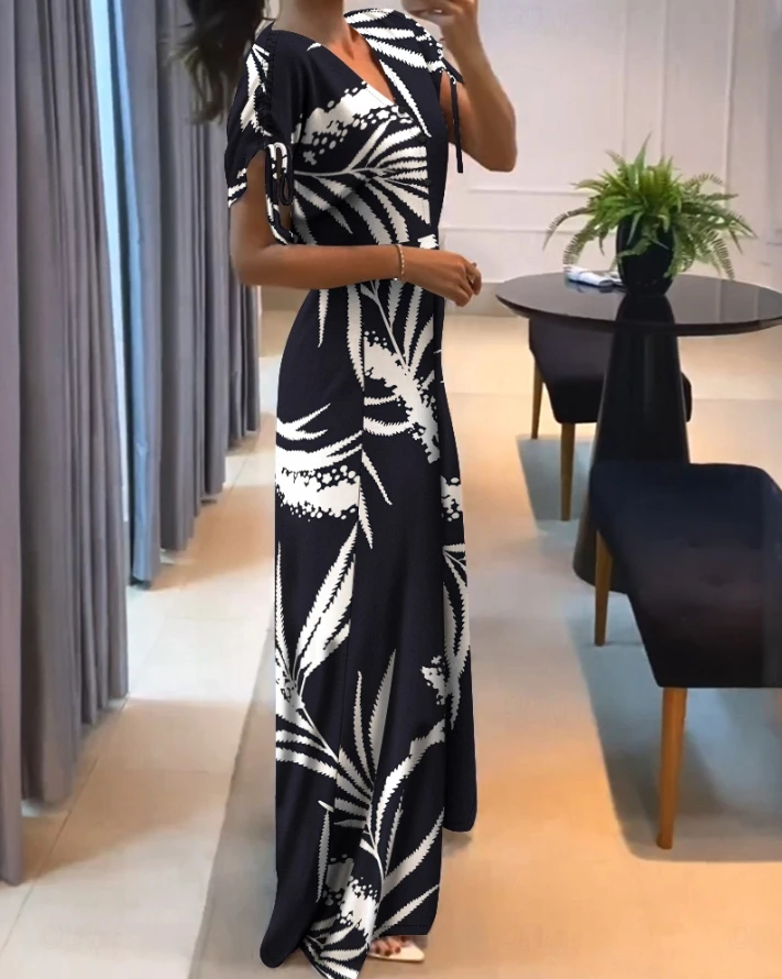 Woman Jumpsuits New 2025 Summer Women's Temperament Commuting Plants Print V-Neck Batwing Sleeve Fashion Drawstring Jumpsuit
Woman Jumpsuits New 2025 Summer Women's Temperament Commuting Plants Print V-Neck Batwing Sleeve Fashion Drawstring Jumpsuit