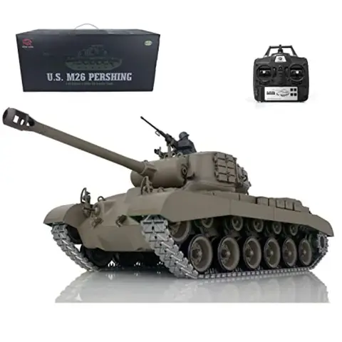 RC Tank 1/16 Scale Metal Tracks M26 Pershing RTR Shooting BB Bullets Airsoft Tank with Upgraded 7.0 Motor for Outdoor Indoor Us