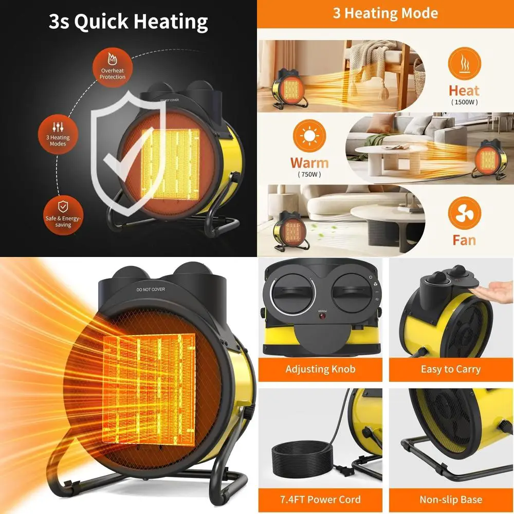 1500W Portable Electric Patio Heater with Overheat Protection for Outdoor Spaces and Greenhouses
1500W Portable Electric Patio Heater with Overheat Protection for Outdoor Spaces and Greenhouses