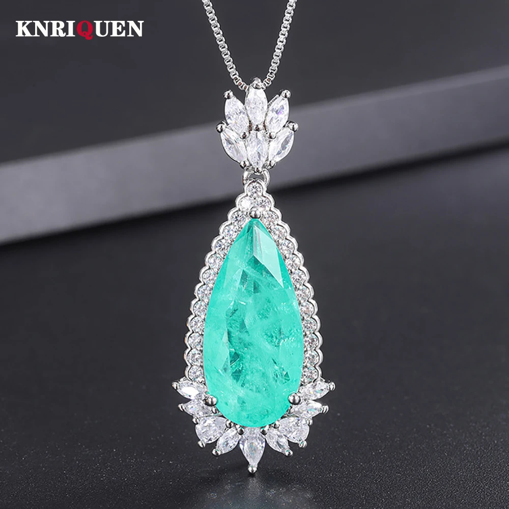 Luxury Vintage 12*26mm Emerald Paraiba Tourmaline Pendant Necklace for Women Lab Diamond Cocktail Party Fine Jewelry Accessories
Luxury Vintage 12*26mm Emerald Paraiba Tourmaline Pendant Necklace for Women Lab Diamond Cocktail Party Fine Jewelry Accessories