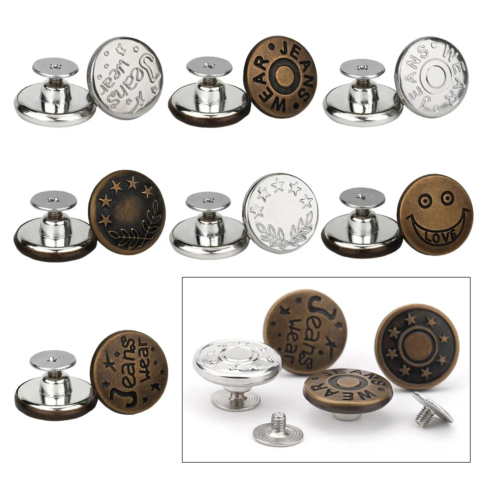 3 шт., джинсовые пуговицы из цинкового сплава, многоразовые для ковбойской одежды, брюк, курток
3 шт., джинсовые пуговицы из цинкового сплава, многоразовые для ковбойской одежды, брюк, курток