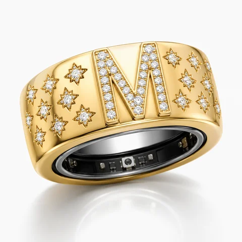 Custom Zircon Initial Letter Ring Oura Ring 5 Cover Stylish Jewelry Ring Cover Smart Ring Accessories Gift for Girlfriend Wife