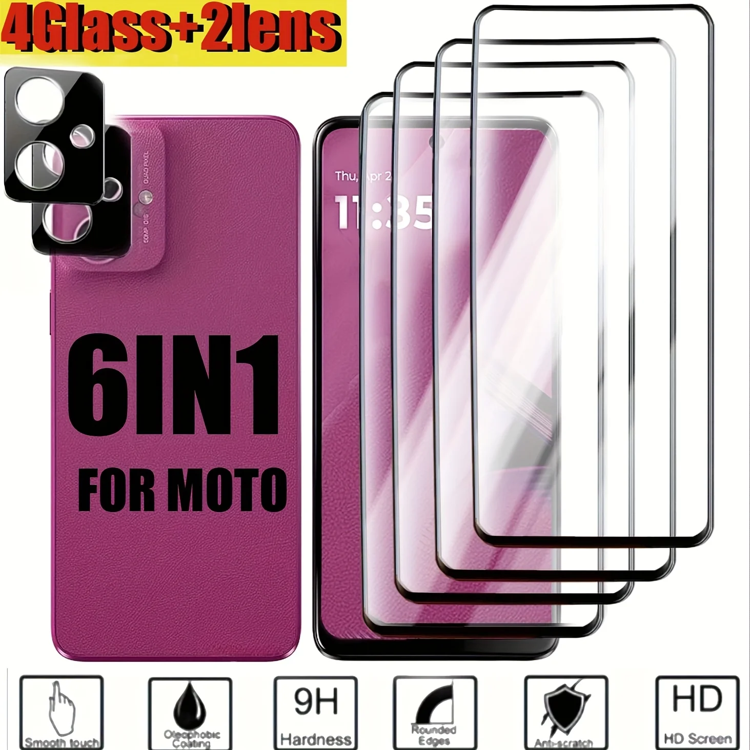 4+2Pack for Motorola Edge 40/60,40/50 Neo,50/60 Fusion,50/60 Pro Screen & Lens Protector - 9H Hardness Ultra Clear, Bubble-Free
4+2Pack for Motorola Edge 40/60,40/50 Neo,50/60 Fusion,50/60 Pro Screen & Lens Protector - 9H Hardness Ultra Clear, Bubble-Free