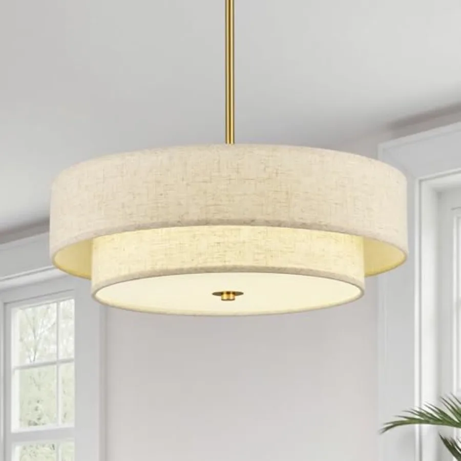 Modern Chandeliers, 18" Drum Chandeliers with 2-Layer Fabric Shade, 4-Light Pendant Light Fixture with E26 Bases, Light Fixture
Modern Chandeliers, 18" Drum Chandeliers with 2-Layer Fabric Shade, 4-Light Pendant Light Fixture with E26 Bases, Light Fixture