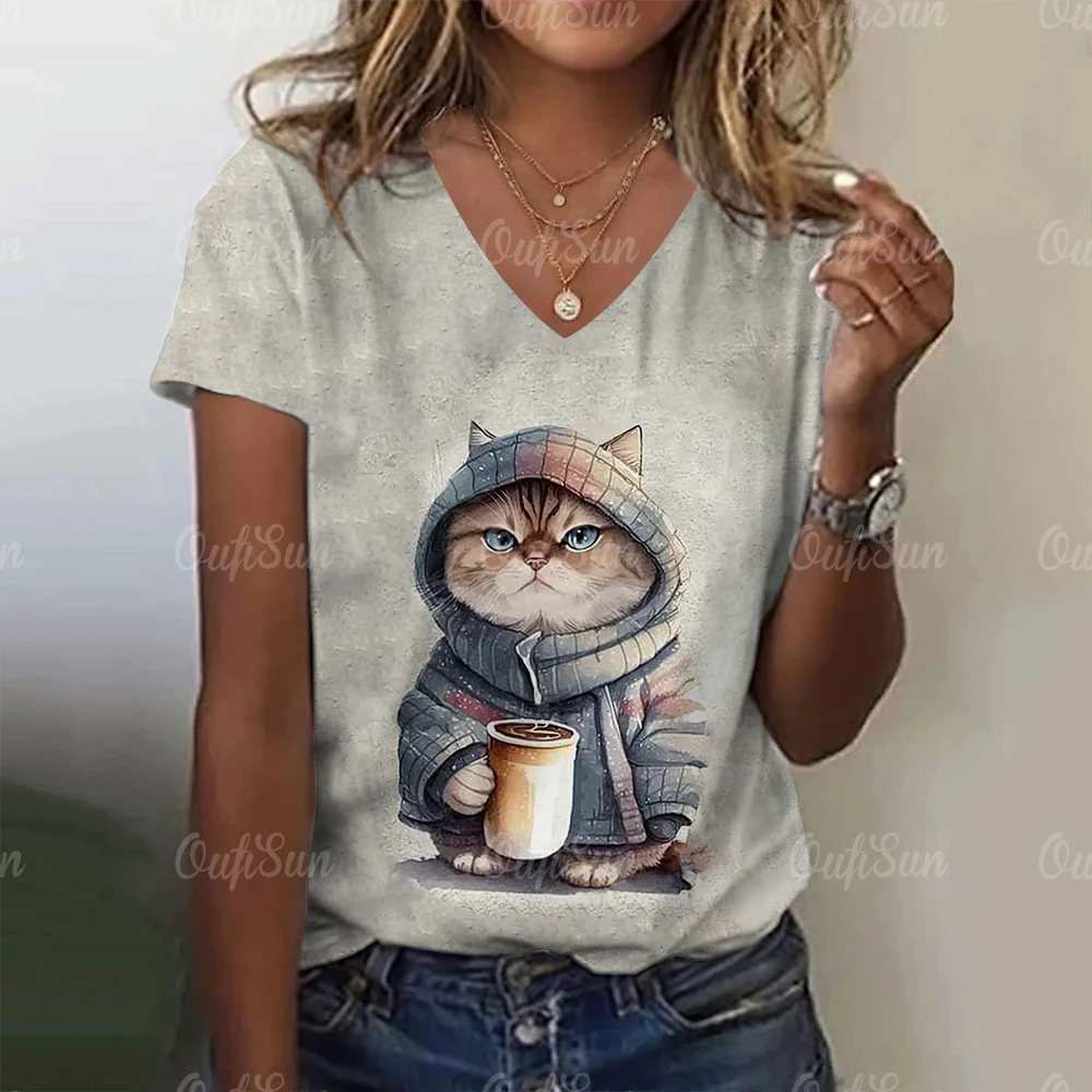 3D Cartoon Cat Print Cute Animal Women's T-shirts Casual Streetwear Short Sleeves Tees Pullover Summer New Women Clothing Tops
3D Cartoon Cat Print Cute Animal Women's T-shirts Casual Streetwear Short Sleeves Tees Pullover Summer New Women Clothing Tops