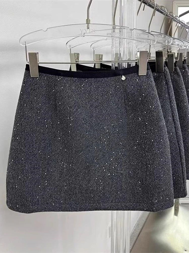 Gray Shiny Sequin Woolen A-Line Skirt Women's Thickened Spring High Waist Commuter Style Anti-Light Walking Short Skirt
Gray Shiny Sequin Woolen A-Line Skirt Women's Thickened Spring High Waist Commuter Style Anti-Light Walking Short Skirt