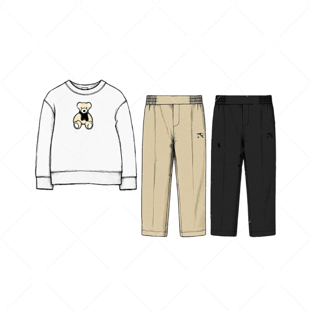 2025 Autumn/Winter New Children's Casual White Scarf, Little Bear Hoodie, War Horse Embroidered Pants
2025 Autumn/Winter New Children's Casual White Scarf, Little Bear Hoodie, War Horse Embroidered Pants