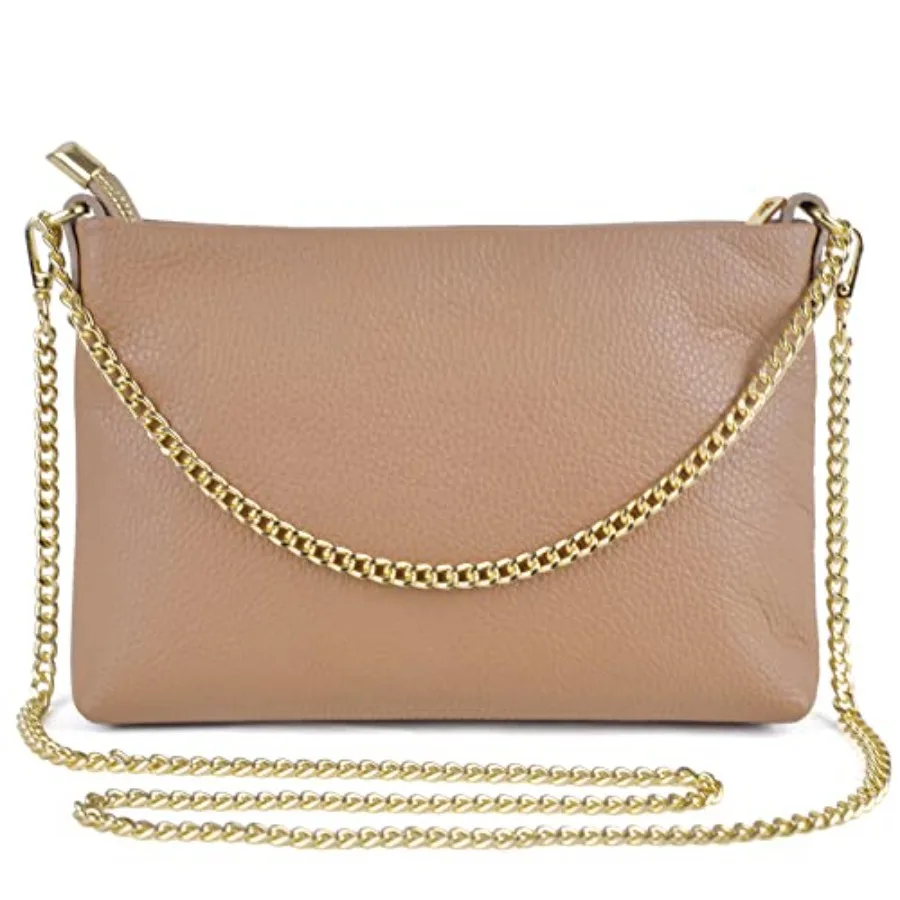 Evening handbag for women, Italian genuine leather, gold, lightweight and elegant with detachable gold chain strap for clutch,
Evening handbag for women, Italian genuine leather, gold, lightweight and elegant with detachable gold chain strap for clutch,