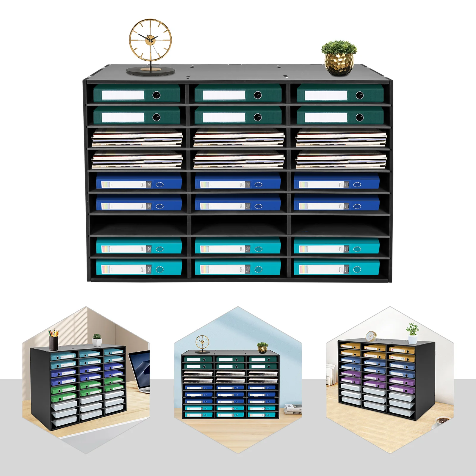 Desktop File Organiser, 27-Slot Literature Organizer Mail Sorter, Black Adjustable Paper Tray for Office Desk Home School
Desktop File Organiser, 27-Slot Literature Organizer Mail Sorter, Black Adjustable Paper Tray for Office Desk Home School