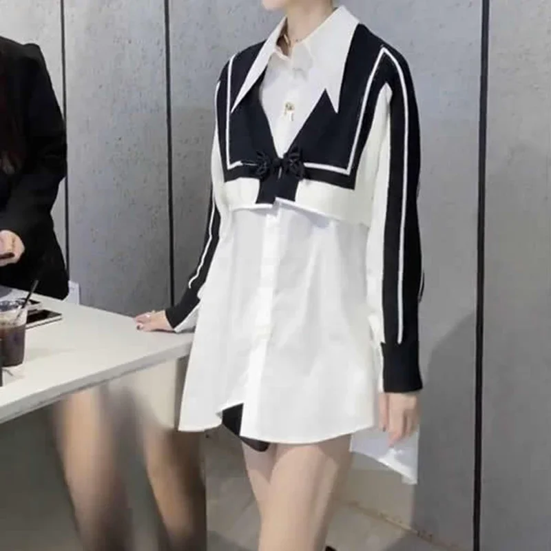 Spring Fashion Harajuku Fake Two Pieces Tops Women Loose All Match Blusa Long Sleeve Blouse Patchwork Lady Shirt Female Clothes
Spring Fashion Harajuku Fake Two Pieces Tops Women Loose All Match Blusa Long Sleeve Blouse Patchwork Lady Shirt Female Clothes