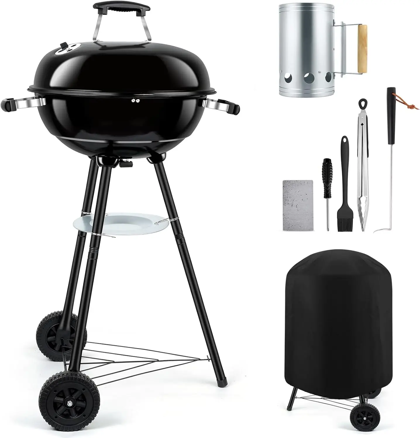 18 inch Kettle Charcoal Grill, Portable BBQ with Cover & Chimney Starter, 254 Sq.in for Camping Patio Backyard
18 inch Kettle Charcoal Grill, Portable BBQ with Cover & Chimney Starter, 254 Sq.in for Camping Patio Backyard