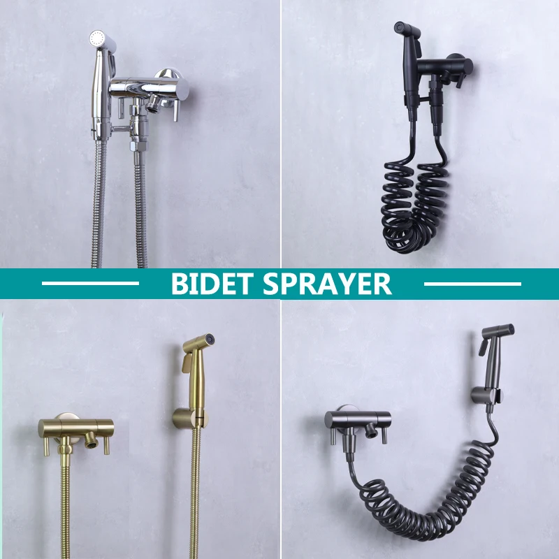 Bidet Sparyer Brass 2Ways Valve with SUS304 Sprayer Brushed Gold Grey 3m Spring Hose Chrome Black ABS Bracket
Bidet Sparyer Brass 2Ways Valve with SUS304 Sprayer Brushed Gold Grey 3m Spring Hose Chrome Black ABS Bracket