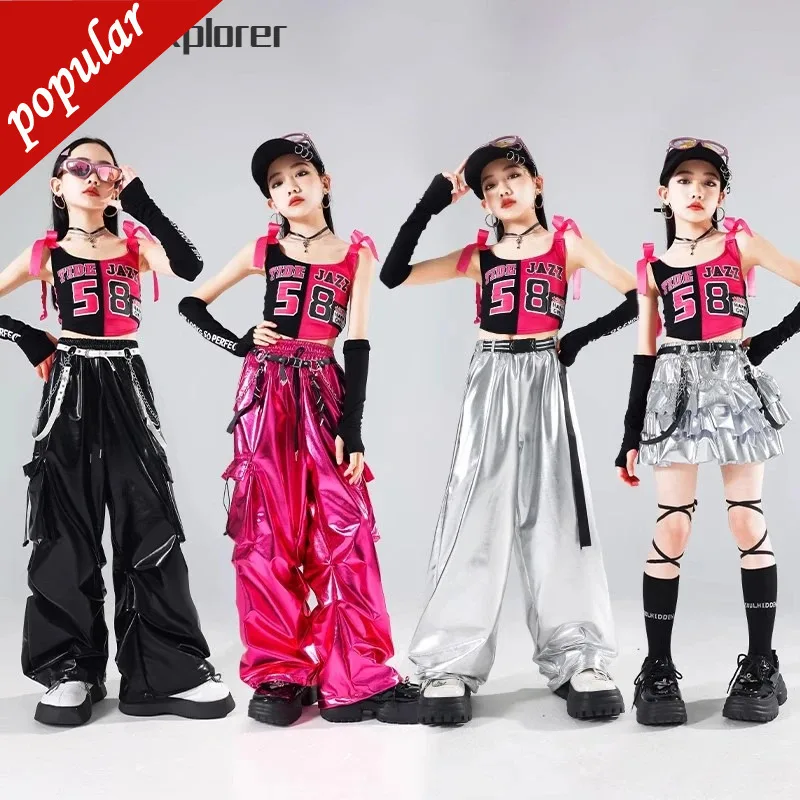 Girls Hip Hop Crop Top Shiny PU Leather Cargo Pants Kids Silver Skirts Street Dance Streetwear Child Cool Jazz Stage Clothes Set
Girls Hip Hop Crop Top Shiny PU Leather Cargo Pants Kids Silver Skirts Street Dance Streetwear Child Cool Jazz Stage Clothes Set
