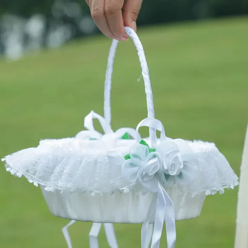 White Lace Satin Flower Basket (Diameter 7.87 Inches)With Flower Decoration ,Foldable Handheld Design, for Wedding Party Decor
White Lace Satin Flower Basket (Diameter 7.87 Inches)With Flower Decoration ,Foldable Handheld Design, for Wedding Party Decor