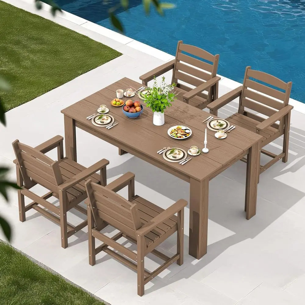 Patio Dining Set or 4, Outdoor Dining Sets or 4 Person with 1 Umbrella Hole Cut-Out Recular Table and 4 Chairs, HDPE Dining Sets
Patio Dining Set or 4, Outdoor Dining Sets or 4 Person with 1 Umbrella Hole Cut-Out Recular Table and 4 Chairs, HDPE Dining Sets