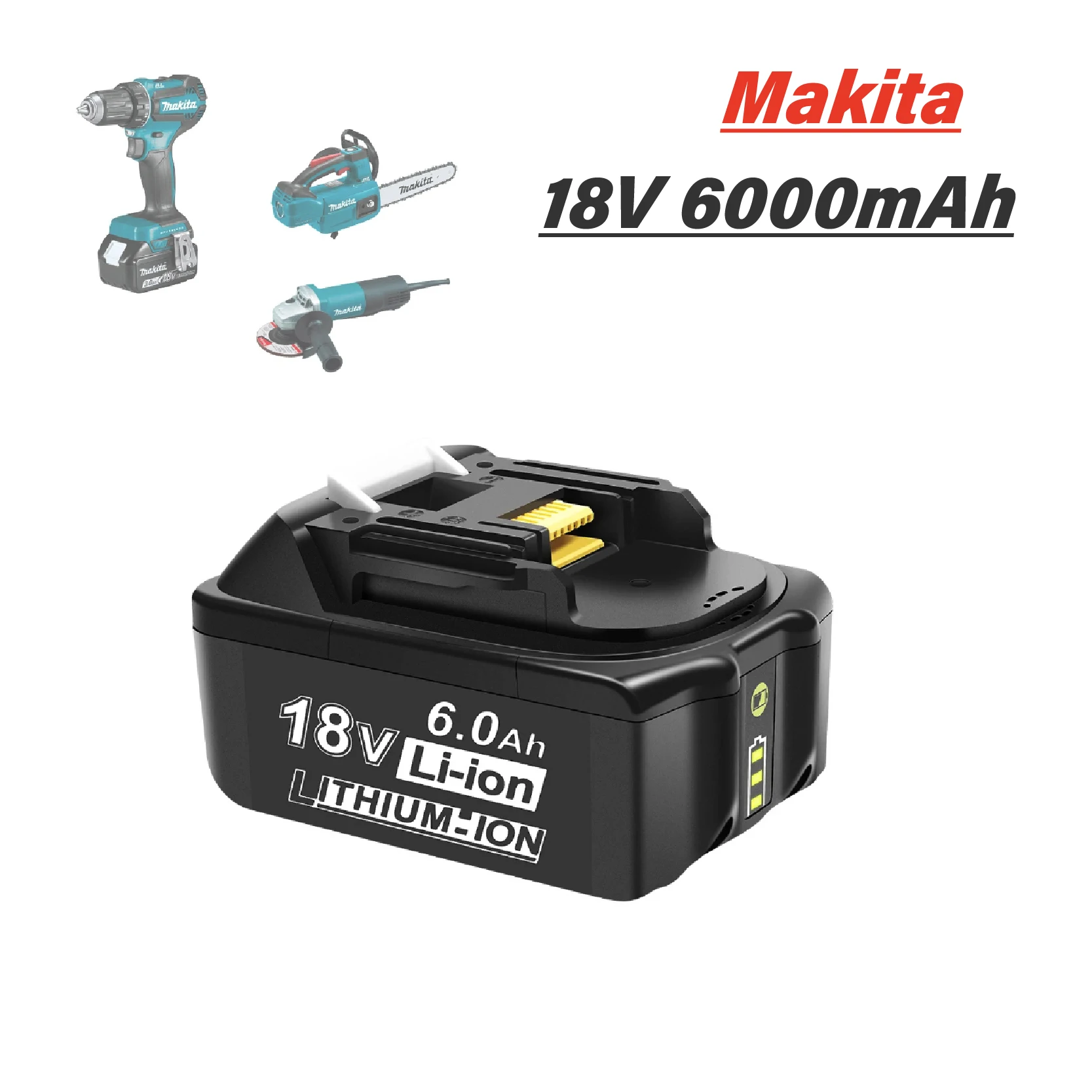 Перезаряжаемый литий-ионный аккумулятор для Makita, 18 в, 6000 мАч, для Makita BL1830, BL1815, BL1860, BL1840, Сменный аккумулятор для электроинструментов
Перезаряжаемый литий-ионный аккумулятор для Makita, 18 в, 6000 мАч, для Makita BL1830, BL1815, BL1860, BL1840, Сменный аккумулятор для электроинструментов