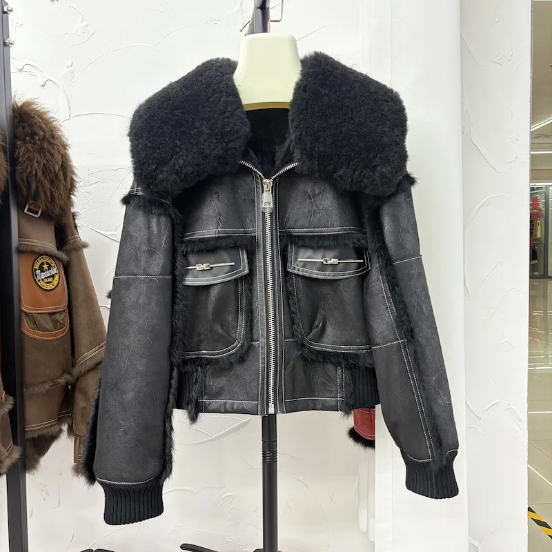 2026 New Real Fur Coat Winter Lambswool Collar Jacket Women Natural Rabbit Fur Luxury Outwear Loose Thick Warm Female Coat
2026 New Real Fur Coat Winter Lambswool Collar Jacket Women Natural Rabbit Fur Luxury Outwear Loose Thick Warm Female Coat