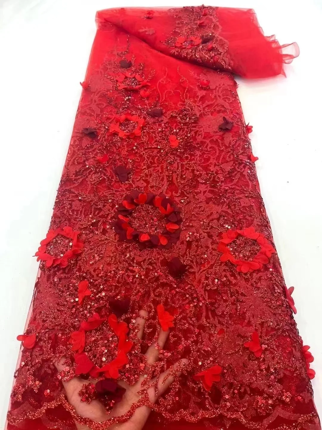 Nigerian Handmade 3D Flower Tulle Lace Fabrics For Wedding High Quality Embroidery French Mesh Lace African Sequin Lace Fabric
Nigerian Handmade 3D Flower Tulle Lace Fabrics For Wedding High Quality Embroidery French Mesh Lace African Sequin Lace Fabric