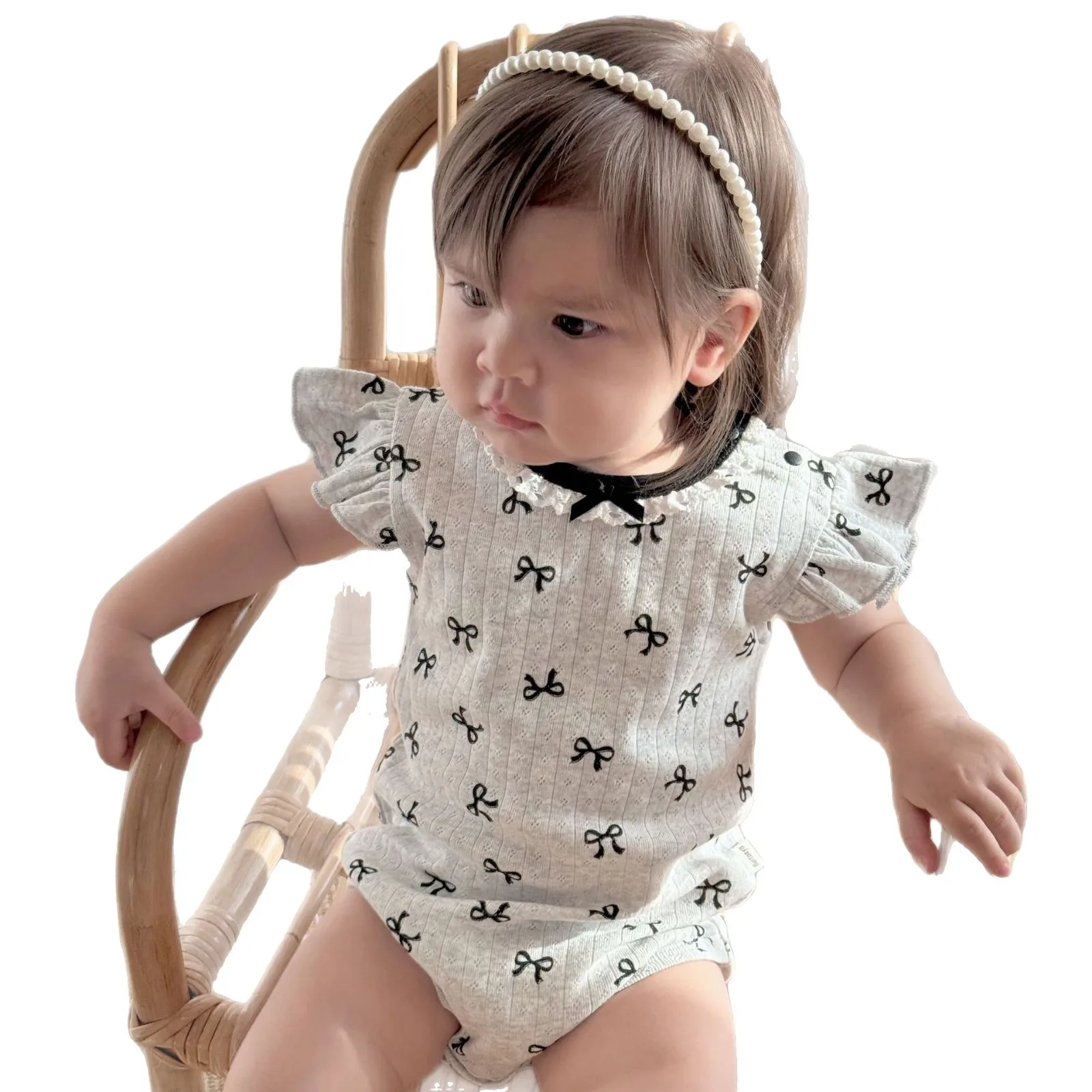 New girls' summer clothes pure cotton lace cuff fart clothes baby girls class a bow Romper climbing clothes
New girls' summer clothes pure cotton lace cuff fart clothes baby girls class a bow Romper climbing clothes