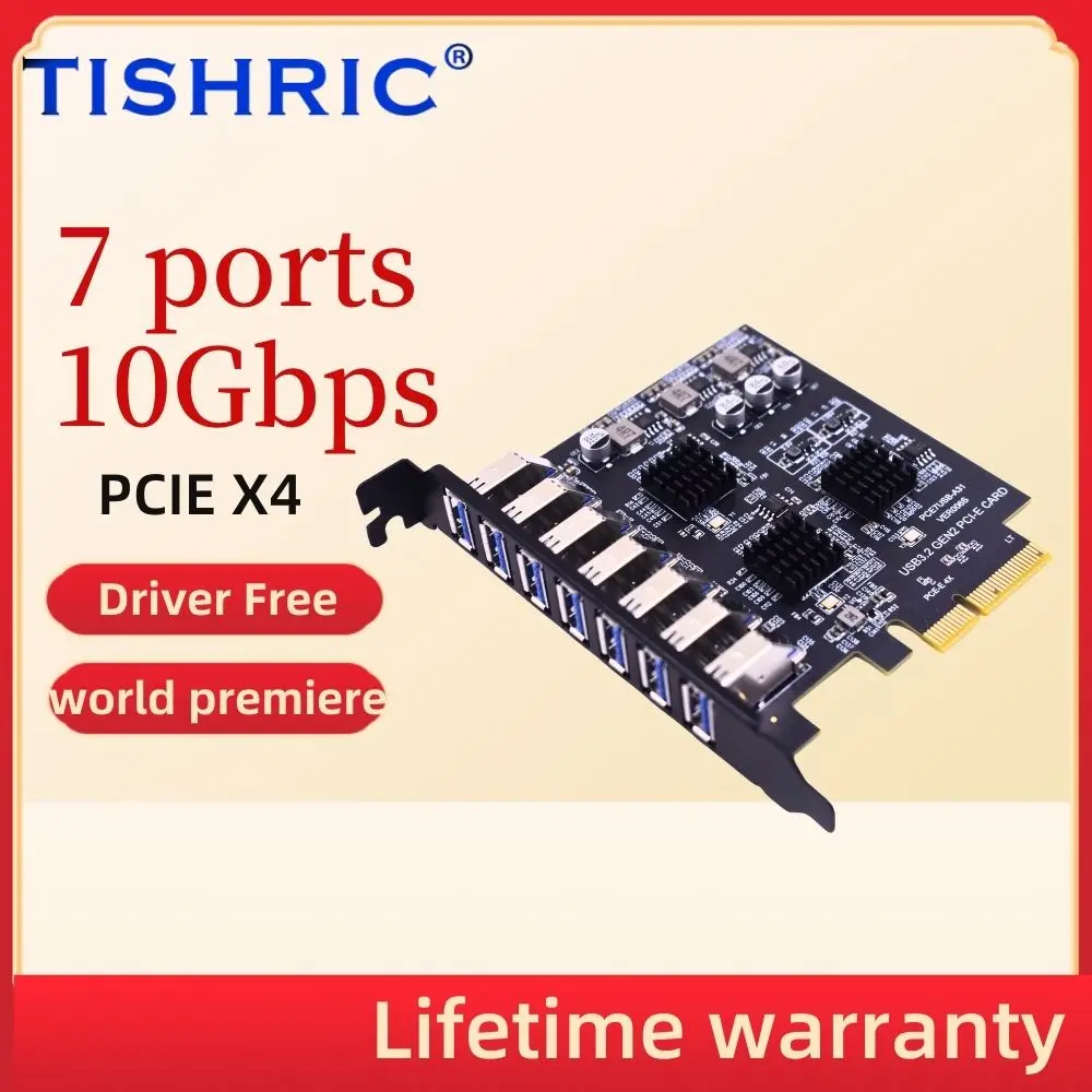 Карта адаптера TISHRIC PCIe USB3.2 PCIe 4X на 7-портовую карту расширения TypeA Gen2 10G ASM3142 VL822 для Win10/11/2003/Linux без драйвера
Карта адаптера TISHRIC PCIe USB3.2 PCIe 4X на 7-портовую карту расширения TypeA Gen2 10G ASM3142 VL822 для Win10/11/2003/Linux без драйвера