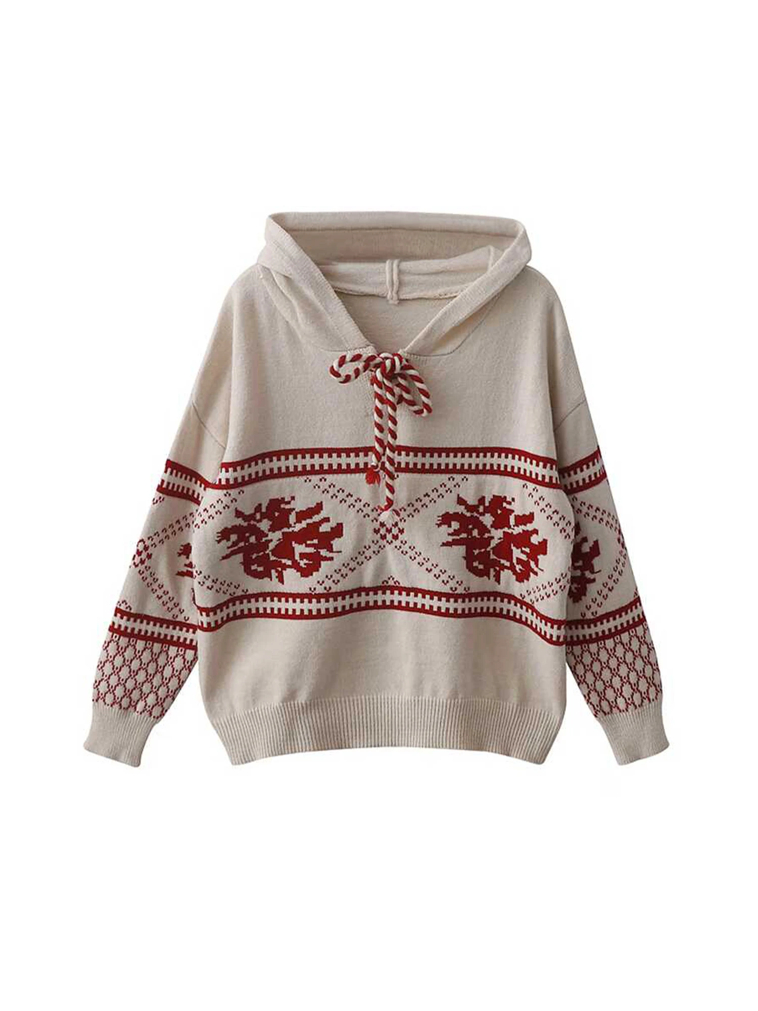 Women's Christmas Hoodie Pullover Knitwear Vintage 2000s Long Sleeve Apricot Sweater Harajuku Loose Sweater Clothes Autumn 2025
Women's Christmas Hoodie Pullover Knitwear Vintage 2000s Long Sleeve Apricot Sweater Harajuku Loose Sweater Clothes Autumn 2025