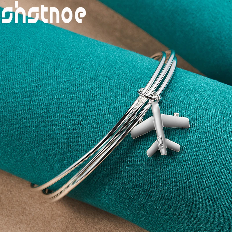 SHSTONE 925 Sterling Silver Three Circle Aircraft Pendant Bangle For Women Mens Birthday Engagement Wedding Party Charm Jewelry
SHSTONE 925 Sterling Silver Three Circle Aircraft Pendant Bangle For Women Mens Birthday Engagement Wedding Party Charm Jewelry