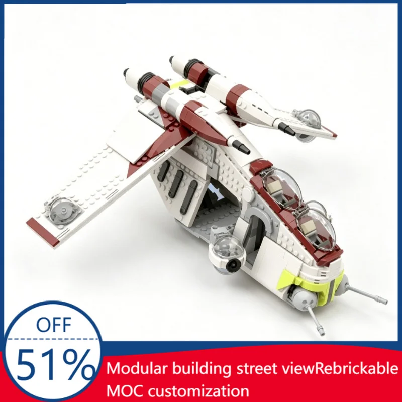 1198Pcs MOC Sci-Fi Republic Gunship Model Building Blocks Assembly Educational Birthday Gift For Children Boy Collection Display
1198Pcs MOC Sci-Fi Republic Gunship Model Building Blocks Assembly Educational Birthday Gift For Children Boy Collection Display
