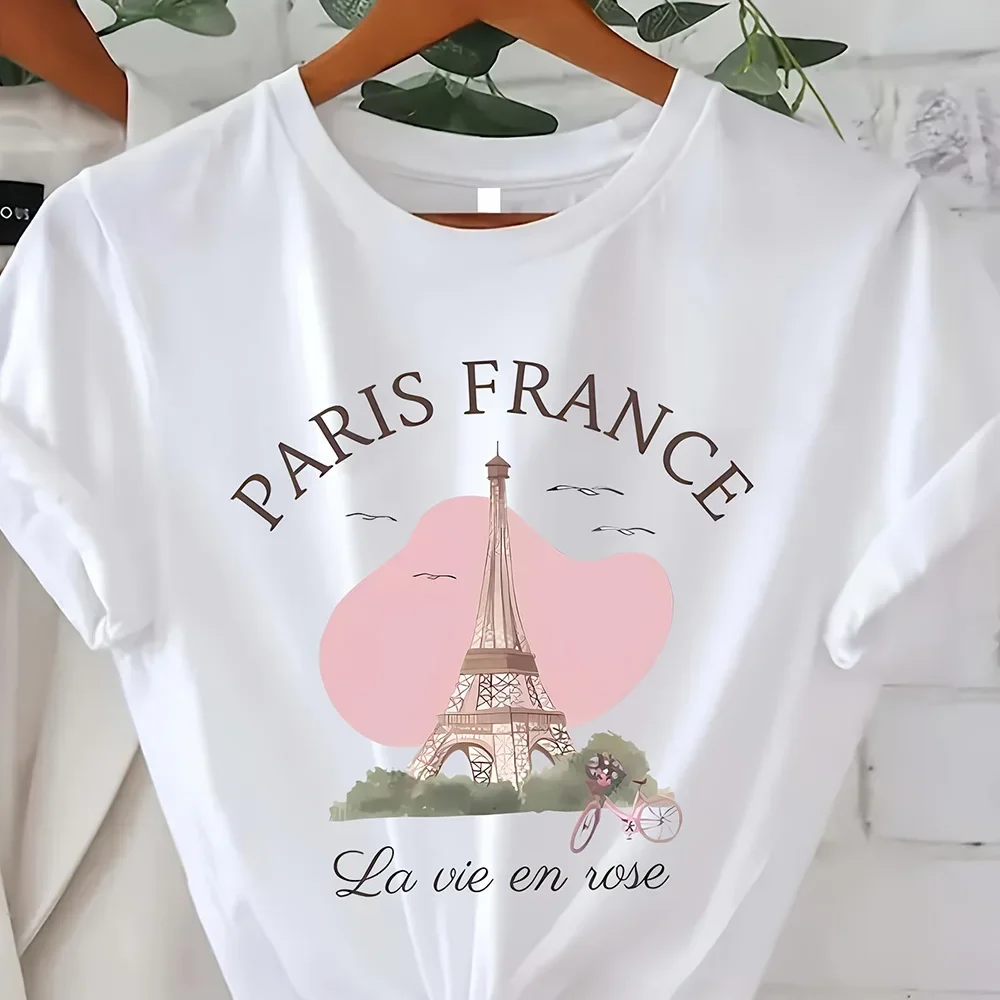 Vintage Elegant O-neck Short Sleeved T-shirt Paris Tower Printed Top High-quality Comfortable And Minimalist Women's Clothing
Vintage Elegant O-neck Short Sleeved T-shirt Paris Tower Printed Top High-quality Comfortable And Minimalist Women's Clothing