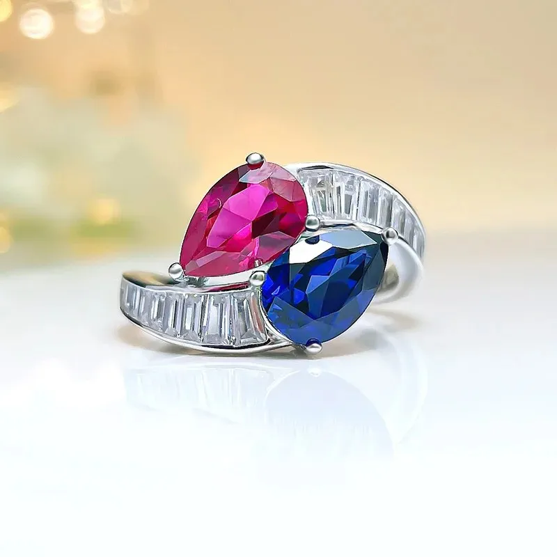 Ins Wind Double Stone Color Contrast Water Drop Ring Artificial Ruby Sapphire Temperament Versatile Personality 925 Sterling Sil
Ins Wind Double Stone Color Contrast Water Drop Ring Artificial Ruby Sapphire Temperament Versatile Personality 925 Sterling Sil