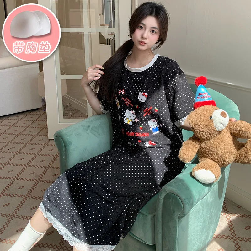 Hello Kitty Summer Sleep Dress Short Sleeve with Chest Pad Thin Cotton Lace Homewear
Hello Kitty Summer Sleep Dress Short Sleeve with Chest Pad Thin Cotton Lace Homewear