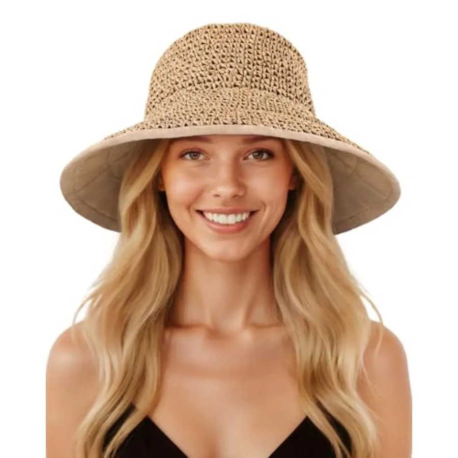 Sun Hats for Women UV Protection Handmade Wide Brim Packable Straw Bucket Hat for Beach Summer Vacation Travel
Sun Hats for Women UV Protection Handmade Wide Brim Packable Straw Bucket Hat for Beach Summer Vacation Travel