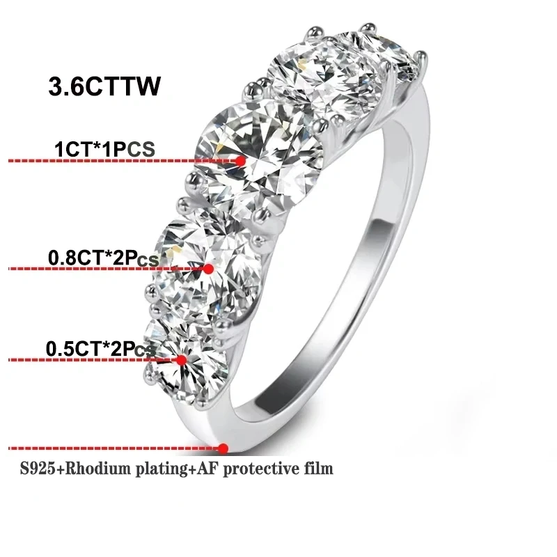 2024 New Luxury D Color 3.6 Carat Moissanite 5 Diamonds, Women, Engagement Ring, 925 Sterling Silver Anniversary, Fashion
2024 New Luxury D Color 3.6 Carat Moissanite 5 Diamonds, Women, Engagement Ring, 925 Sterling Silver Anniversary, Fashion
