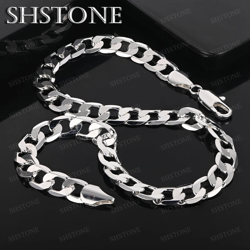 12MM 925 sterling silver Necklace for Men Women Silver Male Engagement Wedding Party Gifts Fashion Charm Jewelry Accessories
12MM 925 sterling silver Necklace for Men Women Silver Male Engagement Wedding Party Gifts Fashion Charm Jewelry Accessories