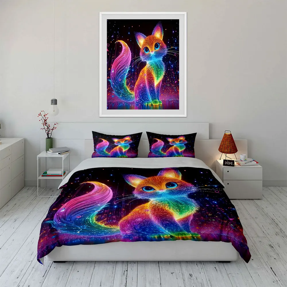 "Colorful Cat Art Decor Set" Bedding Set with 1 Duvet Cover 2 Pillowcases Single Double King Queen, Gift
"Colorful Cat Art Decor Set" Bedding Set with 1 Duvet Cover 2 Pillowcases Single Double King Queen, Gift