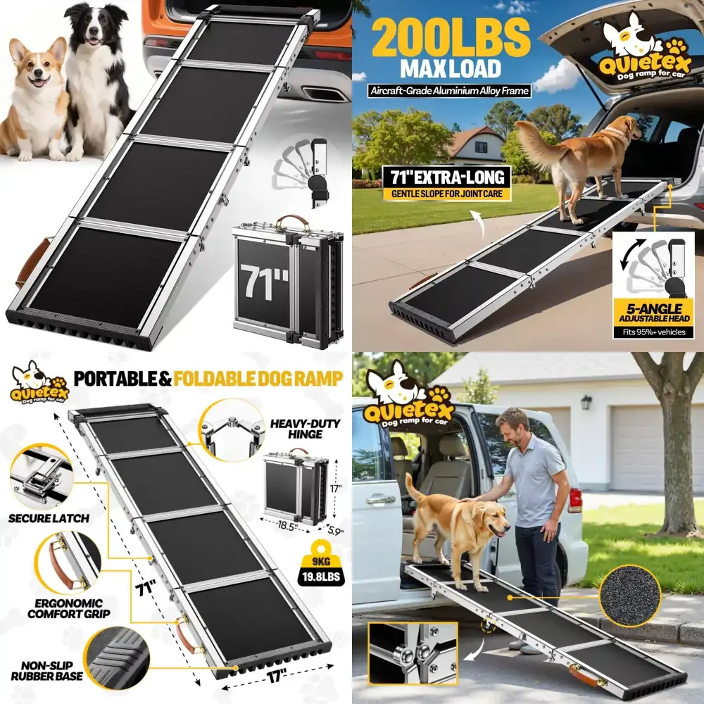 Telescoping Dog Ramp 71 in Dog Ramp up to 200 Lb Adjustable Head Folding Pet Ramp Non-Slip Surface Dog Ramps for Car Suv
Telescoping Dog Ramp 71 in Dog Ramp up to 200 Lb Adjustable Head Folding Pet Ramp Non-Slip Surface Dog Ramps for Car Suv