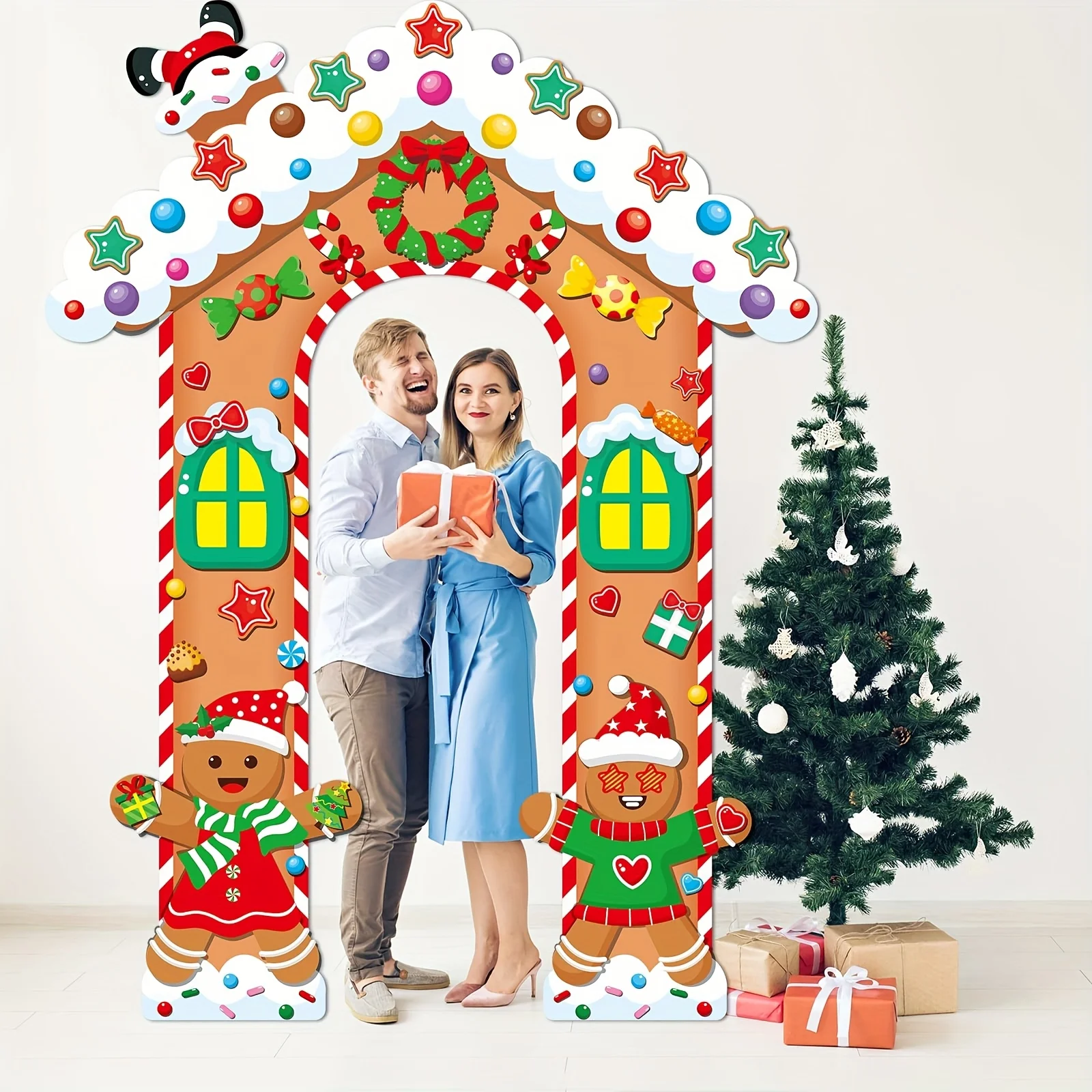 Christmas Gingerbread Man Banner Couplet Christmas Decor for Home Door Cover Xmas Ornament Navidad Natal New Year Gift
Christmas Gingerbread Man Banner Couplet Christmas Decor for Home Door Cover Xmas Ornament Navidad Natal New Year Gift