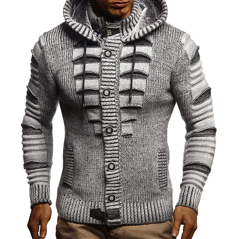 Autumn and Winter European and American Fashion Men's Sweater Long Sleeve Hat Horn Button Slim Fitting Knitted Pullover
Autumn and Winter European and American Fashion Men's Sweater Long Sleeve Hat Horn Button Slim Fitting Knitted Pullover
