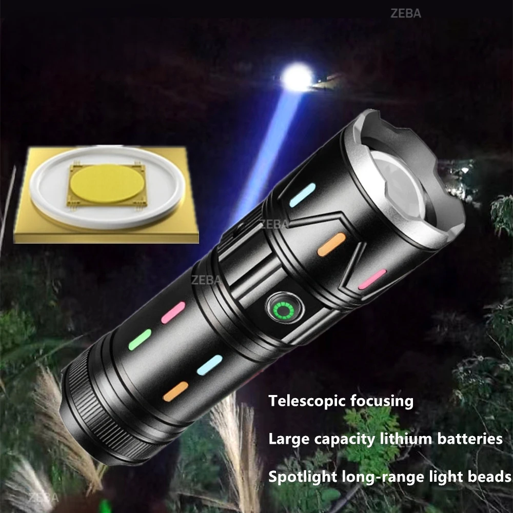 Powerful Spotlight Long Range LED Flashlight Type-C Charging Output Zoom Aluminum Alloy 40700 Battery Tactical Torch For Camping
Powerful Spotlight Long Range LED Flashlight Type-C Charging Output Zoom Aluminum Alloy 40700 Battery Tactical Torch For Camping