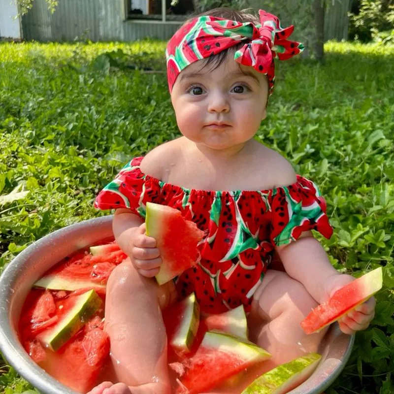 Baby Girls Pink Watermelon Printed Romper Infant Ruffle Bodysuit With Headband Newborn Red Watermelon Carnival Costume
Baby Girls Pink Watermelon Printed Romper Infant Ruffle Bodysuit With Headband Newborn Red Watermelon Carnival Costume