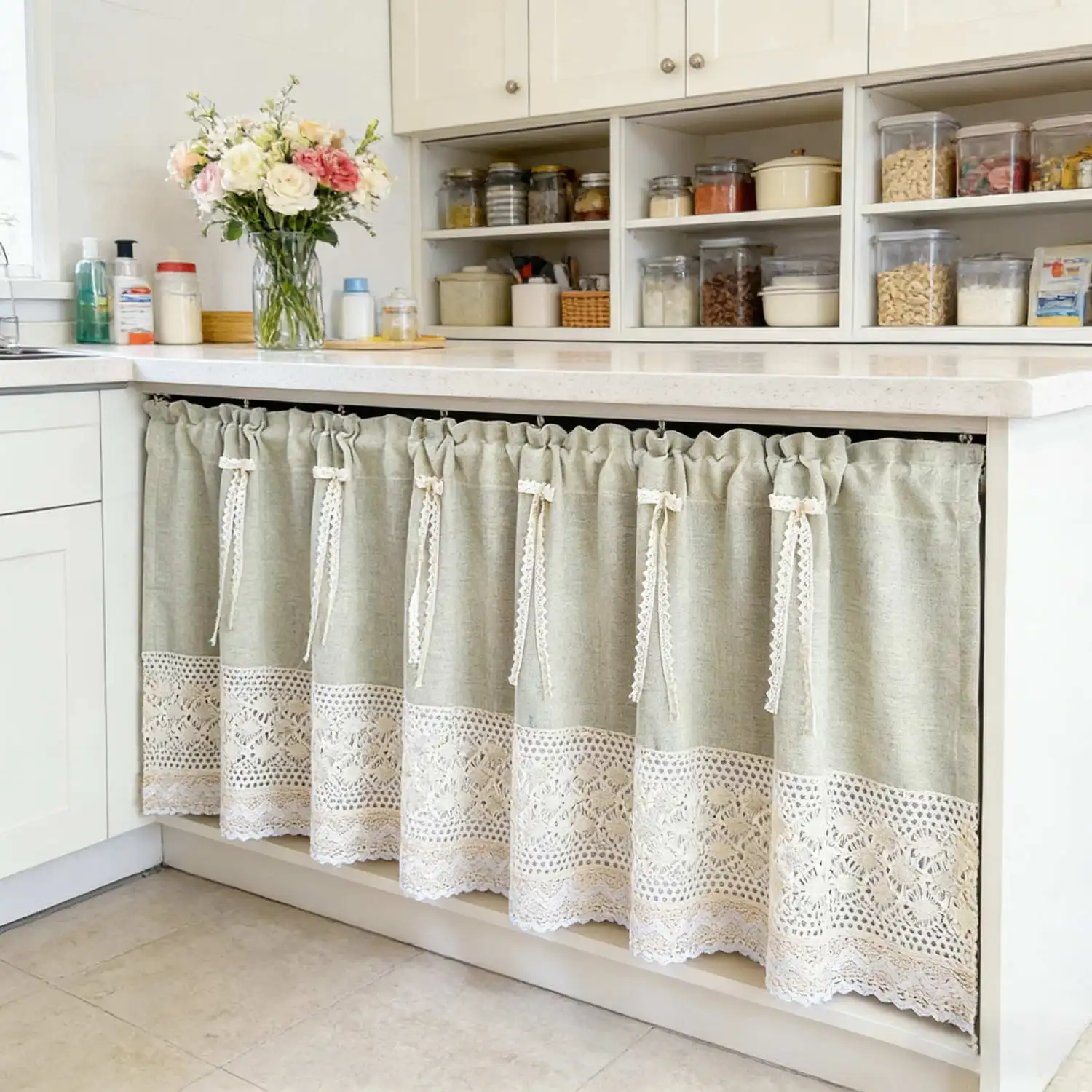 1PC Bohemia Matcha Green Stitching Lace Short Curtain for Kitchen Cabinet Door Small Window Drape With Bows Blinds
1PC Bohemia Matcha Green Stitching Lace Short Curtain for Kitchen Cabinet Door Small Window Drape With Bows Blinds