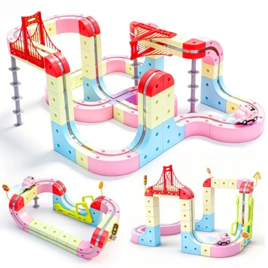 Electric Train Set for STEM learning: 3D flexible magnetic race track, 180-piece light-up gravity-defying car track in blue, du
Electric Train Set for STEM learning: 3D flexible magnetic race track, 180-piece light-up gravity-defying car track in blue, du