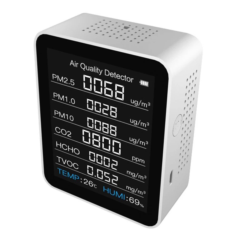 Multifunctional 8 in 1 CO2 Instrument Gas Detector Temperature Humidity Meter TVOC HCHO PM2.5 Air Quality Detector-White
Multifunctional 8 in 1 CO2 Instrument Gas Detector Temperature Humidity Meter TVOC HCHO PM2.5 Air Quality Detector-White