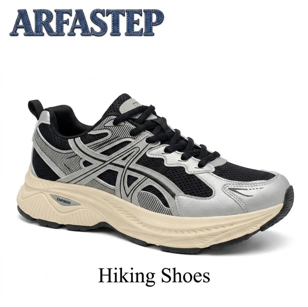 ArfaStep Black Silver Retro Dad Shoes Breathable Mesh Thick Sole Casual Running Sneakers for Men Women
ArfaStep Black Silver Retro Dad Shoes Breathable Mesh Thick Sole Casual Running Sneakers for Men Women