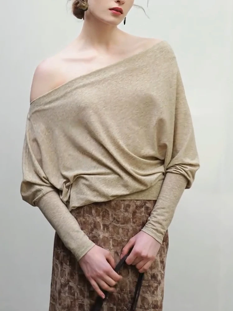 Casual Khaki Knitwear Long Sve Slant Collar Pure Color Faionable Large Size Women's Spring Commute Trendy
Casual Khaki Knitwear Long Sve Slant Collar Pure Color Faionable Large Size Women's Spring Commute Trendy